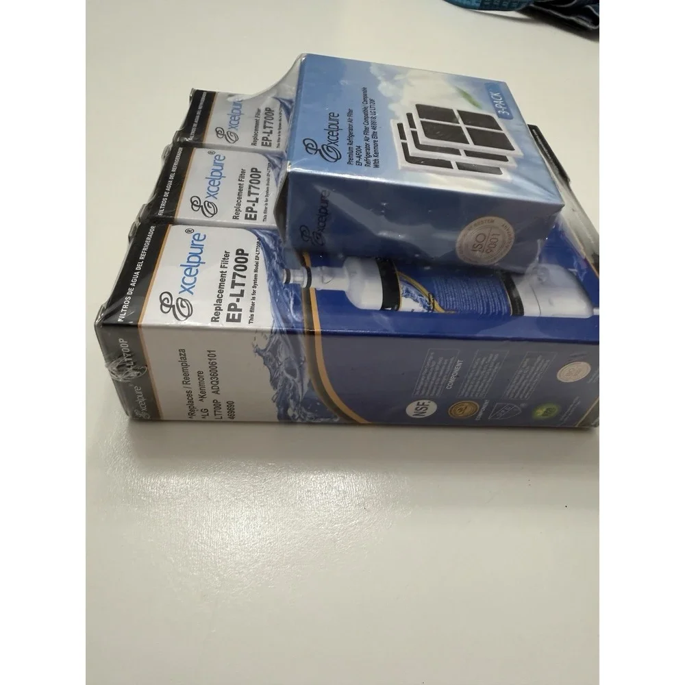 Excelpure EP-LT700P Water Filter 3 Pack + EP-AF004 Air Filter 3 Pack New.   5257